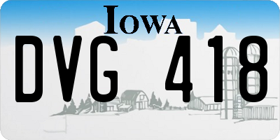 IA license plate DVG418