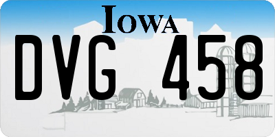 IA license plate DVG458