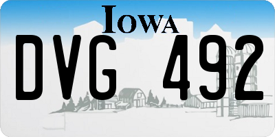 IA license plate DVG492