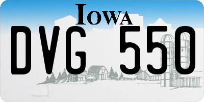 IA license plate DVG550