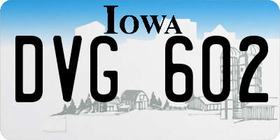 IA license plate DVG602