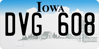 IA license plate DVG608