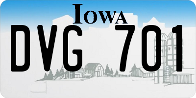IA license plate DVG701