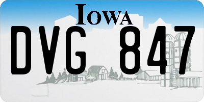 IA license plate DVG847