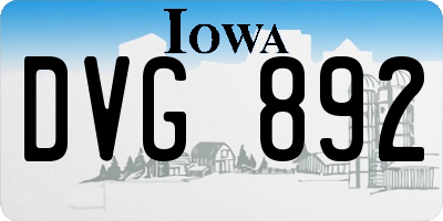 IA license plate DVG892