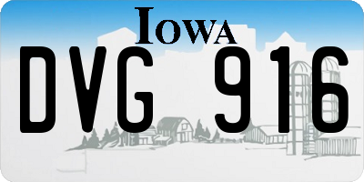IA license plate DVG916
