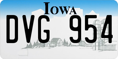 IA license plate DVG954