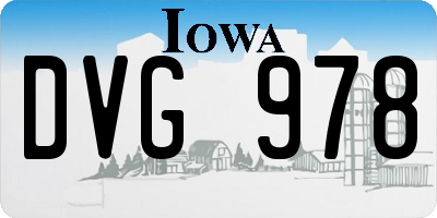 IA license plate DVG978