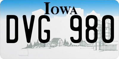 IA license plate DVG980