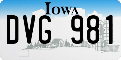 IA license plate DVG981