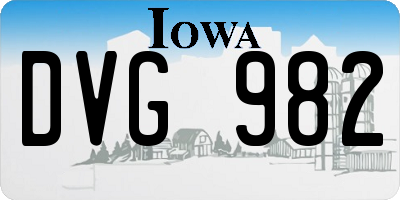 IA license plate DVG982