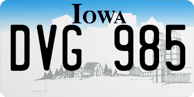 IA license plate DVG985