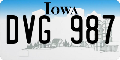 IA license plate DVG987