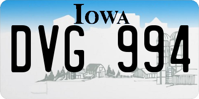 IA license plate DVG994