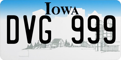 IA license plate DVG999