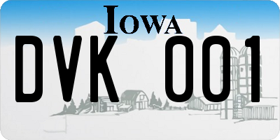 IA license plate DVK001