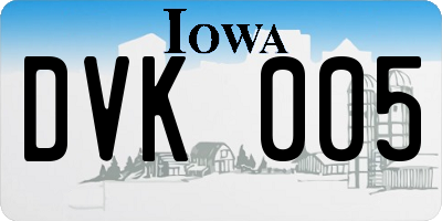 IA license plate DVK005