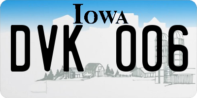 IA license plate DVK006