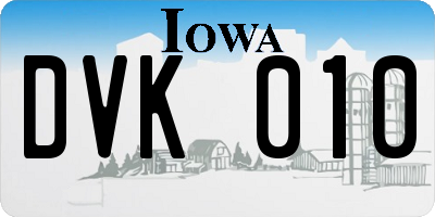 IA license plate DVK010