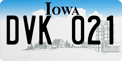 IA license plate DVK021