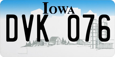 IA license plate DVK076