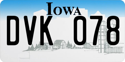 IA license plate DVK078