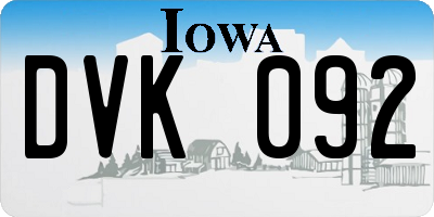 IA license plate DVK092