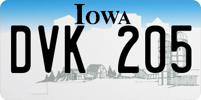 IA license plate DVK205