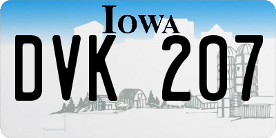 IA license plate DVK207