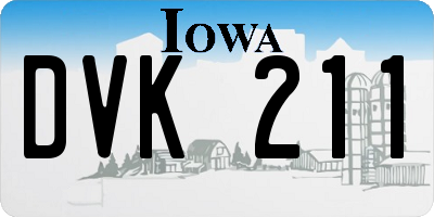 IA license plate DVK211