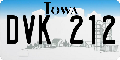 IA license plate DVK212