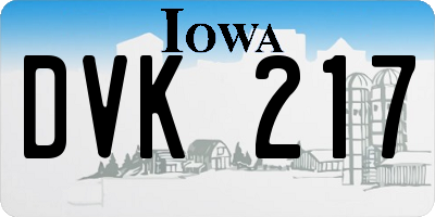 IA license plate DVK217