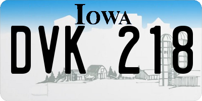 IA license plate DVK218