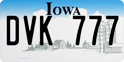 IA license plate DVK777