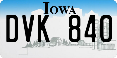 IA license plate DVK840