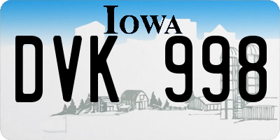 IA license plate DVK998