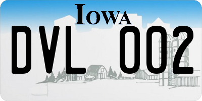IA license plate DVL002