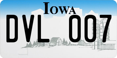 IA license plate DVL007