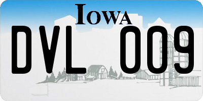 IA license plate DVL009
