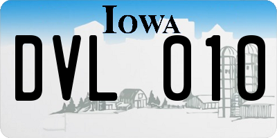 IA license plate DVL010