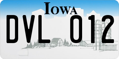 IA license plate DVL012