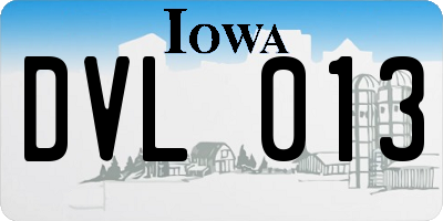IA license plate DVL013