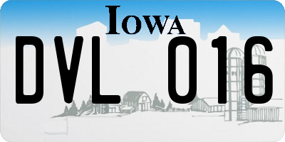 IA license plate DVL016