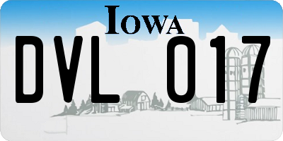 IA license plate DVL017