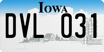 IA license plate DVL031