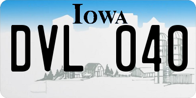 IA license plate DVL040