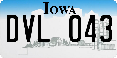 IA license plate DVL043