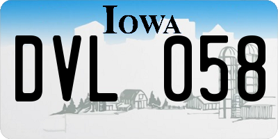 IA license plate DVL058