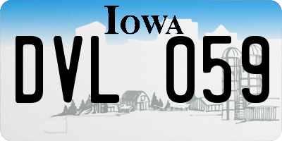 IA license plate DVL059