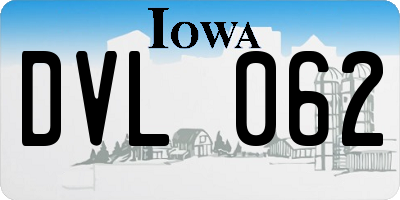IA license plate DVL062